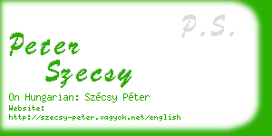 peter szecsy business card