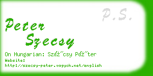 peter szecsy business card